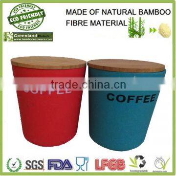 colorful round canister with wooden cover,bamboo fiber food storage box