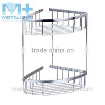 Brass Corner Basket Bathroom Shelves photo-3