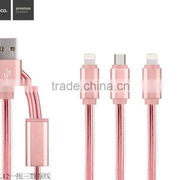 HOCO UPL12 3 IN 1 Cable Metal TPE 3 IN 1 Cable For Iphone/Micro Phone/Type c Device photo-2
