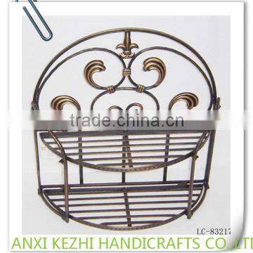 LC-76162 Antique Metal 2 Tier Half Round Wall Hanging Basket