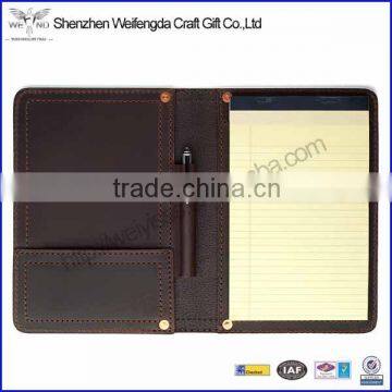 High Quality Dark Coffee Brown Full Grain Real Leather Notepad Holder