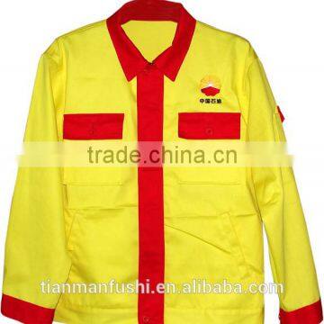 2015 Wholesale Petroleum Oil Field Work Jacket Quality Customed Light Yellow Working Jacket