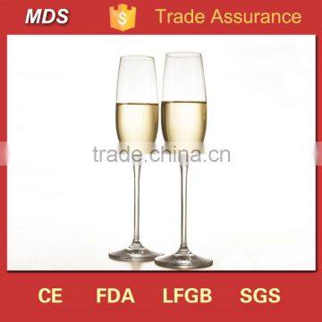 Hot sale ball stem clear champagne flute glass