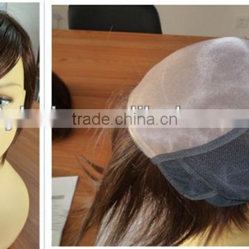 china manufacturer 100% human hair wig front mono women wig real hair breathing short hair wig