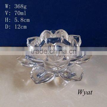 customized design 70ml blooming lotus glass candle holder jars on sale