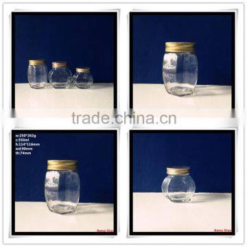 hot selling honey glass jars with beautiful design 350ml 200ml