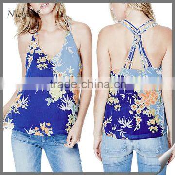 2016 printed backless halter elegant baju women blouse design