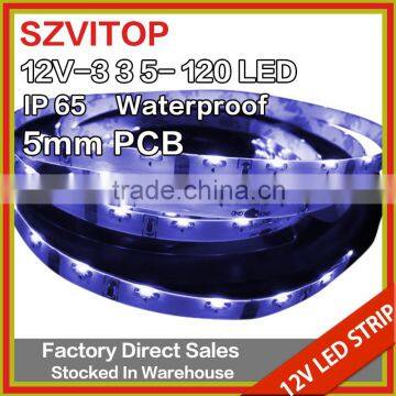 SV16.4FT 335 SMD LED Strip Side emitting 5M 600 leds blue Light Waterproof free shipping-Waterproof DC 12V 5mm PCB