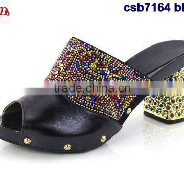 CSB7164 new fashion italian design high quality hot selling lady sandals with multi color stone for women