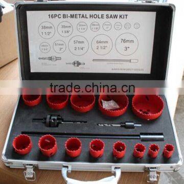 16 Pcs Bi-metal hole saw kit