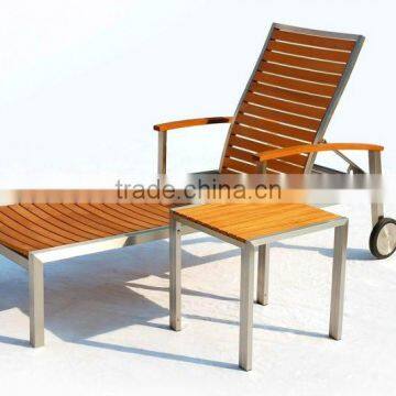 Stainless steel Teak wood sun bed