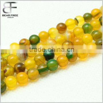 Natural 6mm round Faceted yellow Green Color semi-precious gemstone agate beads Strand