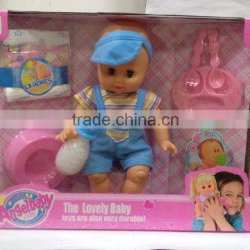 14 inch Angelbaby the lovely baby durable soft material drinking peeing boy doll toy