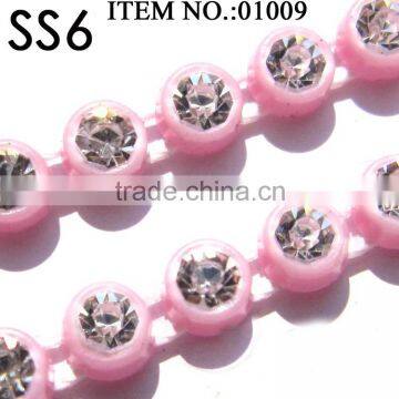 SS6 Pink color crystal rhinestone banding