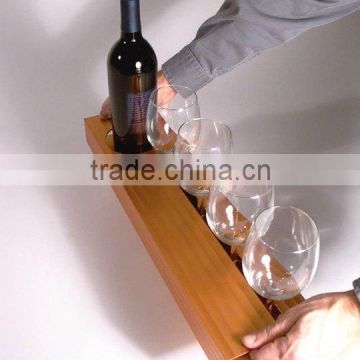 2015 new design Maple Wine tray hot sale bamboo wine and glass holder bamboo wine tray