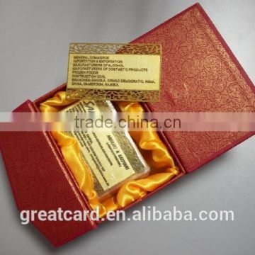 Customized Etch cut through metal Golden business card / Golden metal playing card