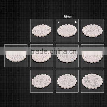 RY002 BAKEST 100g Round White Beige Mooncake Mould With Beautiful Decorative Flower Design/ 1 Plunger and 10 Stamps