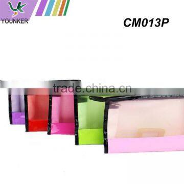 New style Cosmetic Case BagThe new mirror leather stitching net yarn cosmetic bag
