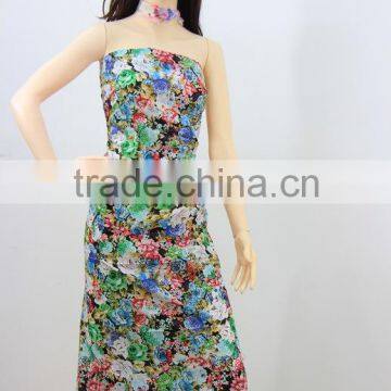 blue enchantress rose fabric cotton digital printing fashion fabric 2013 for couture long dress