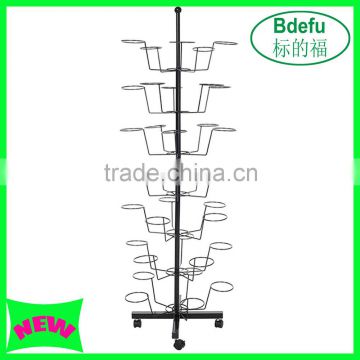 Retail price 7 Tier 35 Hat Cap Display Retail Hat Rack Rotating Adjustable Metal Floor Stand Black