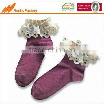 women fasion 200N ankle socks with lace on the welt