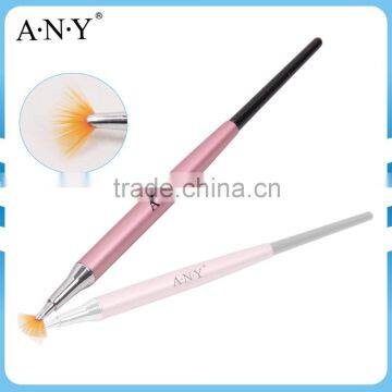 2016 Hot seller ANY Professional Nail Building Desian Fan Nail Art Brush Pink Mental Handle