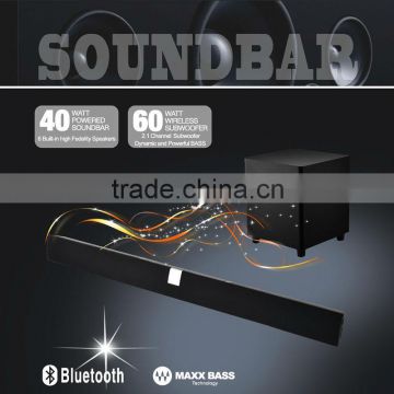 2.1CH SOUND BAR WITH FULL FUNCTION REMOTE , 6.5 INCHES WIRED SUBWOFER , BLUETOOTH/OPTICAL/RCA/AUX CONNECTIVITY