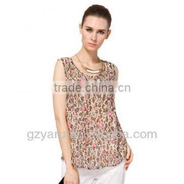 Leopard print chiffon vest