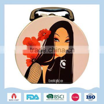 Customized sexy lady pattern lunch tin boxes with lock and handle