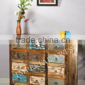 INDIAN RECYCLE WOOD 12 DRAWER CHEST