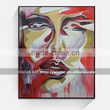 100% handmade modern face canvas oil painting for living room