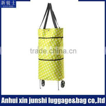 High Quality Supermarket Shopping Trolley Bag With Folding Wheels Custom Canvas