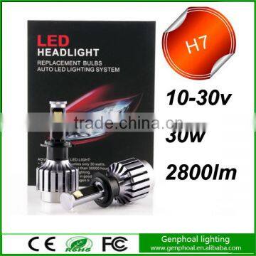 Automotive H7 LED Headlight light Conversion Kit 2800lumen 30w DC 10-30v