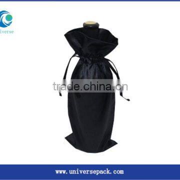 Made For Wholesale Custom Design Drawstring Bags Black Sating Wine Bag