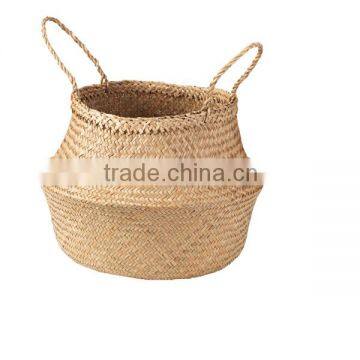 Natural seagrass folding tote storage basket