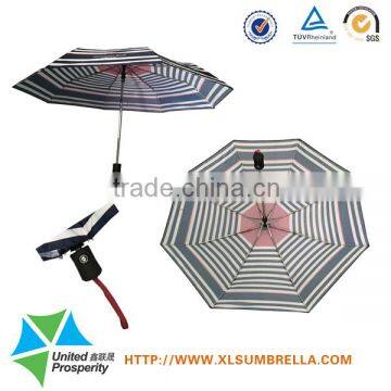 100% polyester pongee stripe deisng waterproof 3 folds automatic open & clse umbrella