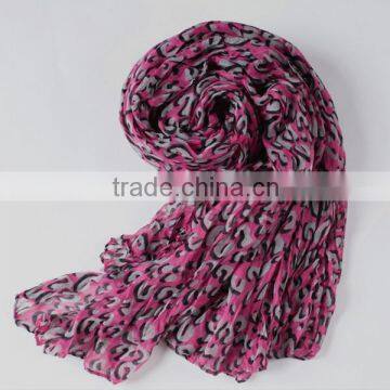 girl's lovely pink 2014 polyester scarf with leopard printed