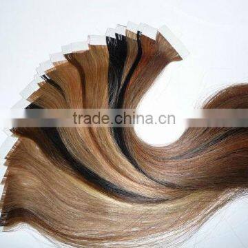 100% pure human hair 8 to 28 inch natrual color black and more color skin weft seamless hair extensions