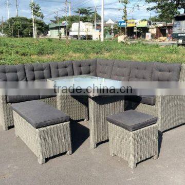 NEW DESIGN SOFA SET / WICKER SOFA SET/ SOFA OUT DOOR/ SOFA (1 left Bench+ 2 right bench+1Corner+1 long stool+ 1 stool+1 table)