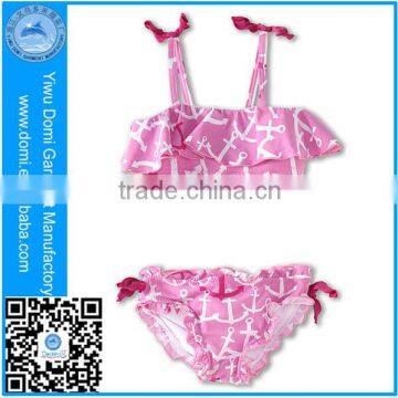 Domi new kids girls swimwear bikini ruffle trim polyamide elastine kids swimwear for girls