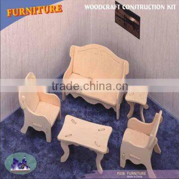 Wooden Dollhouse Furniture Set 3D Puzzle