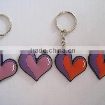 heart shaped PVC keychin