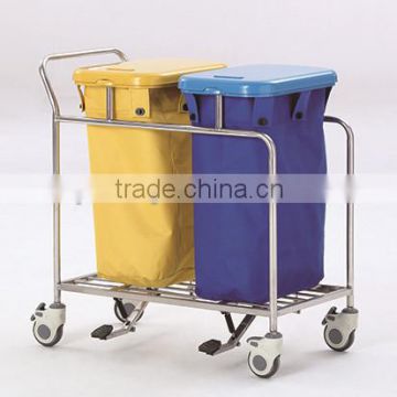 hospital waste trolley with double waste bins