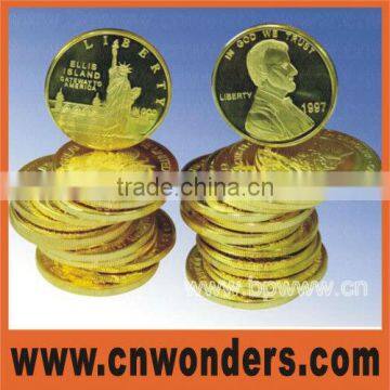 99.9% pure gold material customzied gold coin