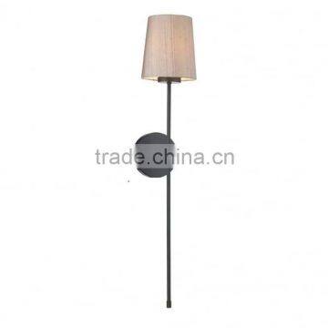 Factory hot sale european style contemporary pigalle tall industrial wall light in black with truffle silk shade for bedroom