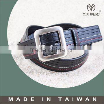 Young people childern stitched black cartoon kids PU belt