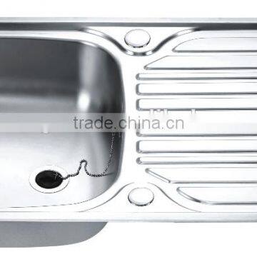 Hotel Used Stainless Steel 304 Top Mounted Kitchen Sink With Drainboard GR-965A