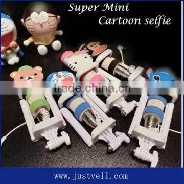 Factory wholesale cartoon selfie stick,selfie lens , mini selfie stick