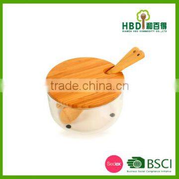 Large Glass Salad Bowls with bamboo lid