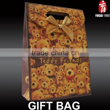 Wholesale Custom Cartoon Print Kraft Paper Gift Bag with Bowknot